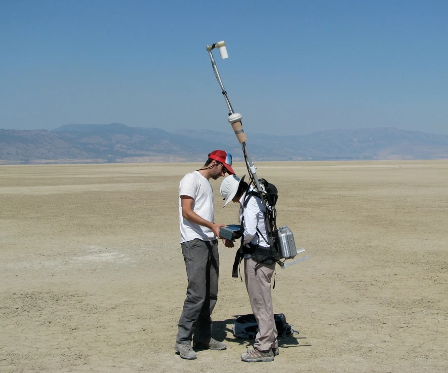 Field geophysical survey in open terrain